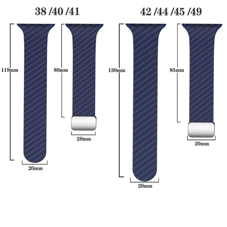 For Apple Watch 38mm Carbon Fiber Magnetic Silver Buckle Watch Band(Royal Blue White)