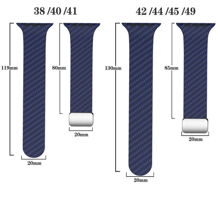 For Apple Watch 38mm Carbon Fiber Magnetic Silver Buckle Watch Band(Royal Blue Light Blue)