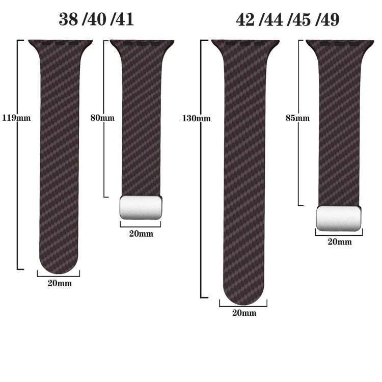 For Apple Watch 38mm Carbon Fiber Magnetic Silver Buckle Watch Band(Dark Brown Black)