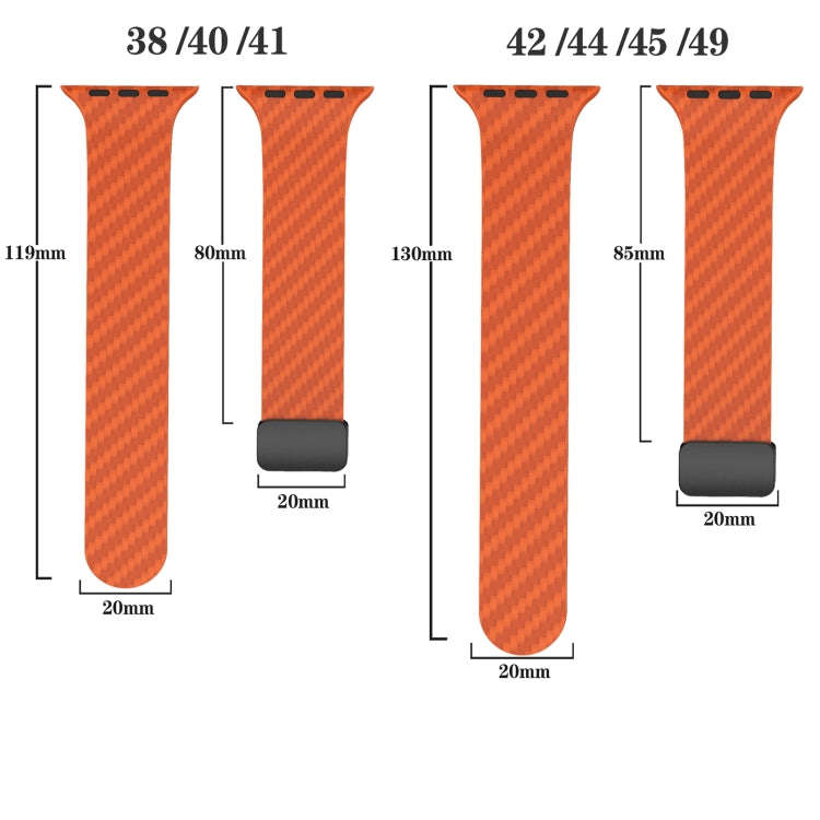 For Apple Watch SE 2023 44mm Carbon Fiber Magnetic Black Buckle Watch Band(Orange Grass)