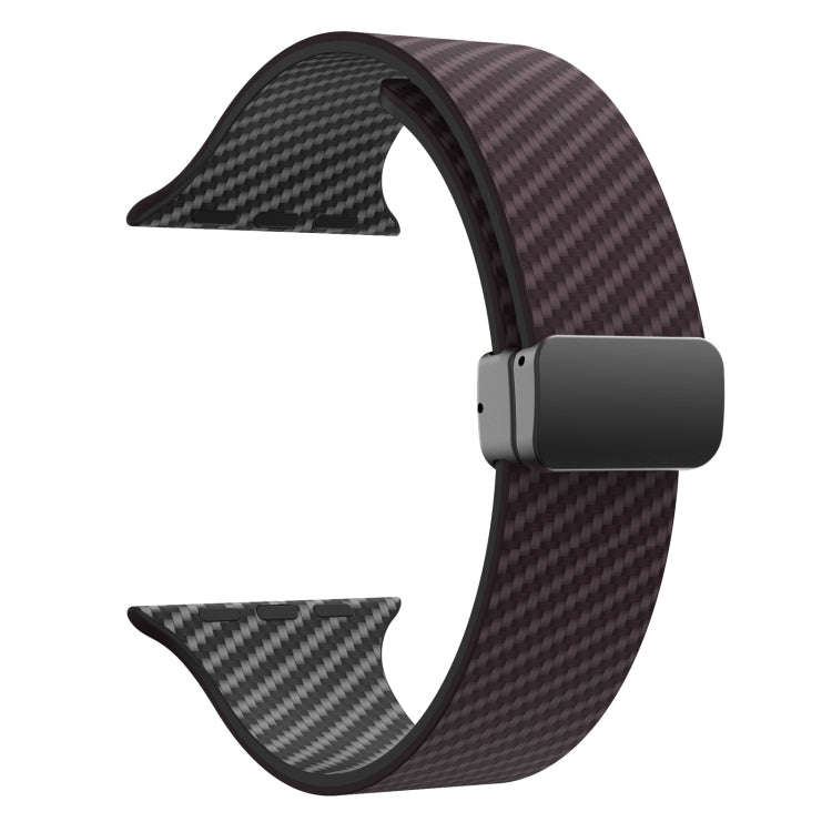 For Apple Watch SE 2023 40mm Carbon Fiber Magnetic Black Buckle Watch Band(Dark Brown Black)