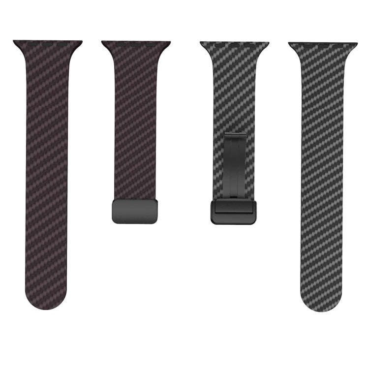For Apple Watch Ultra 2 49mm Carbon Fiber Magnetic Black Buckle Watch Band(Dark Brown Black)