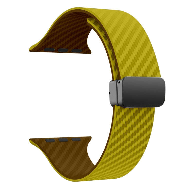 For Apple Watch Ultra 49mm Carbon Fiber Magnetic Black Buckle Watch Band(Olive Brown)