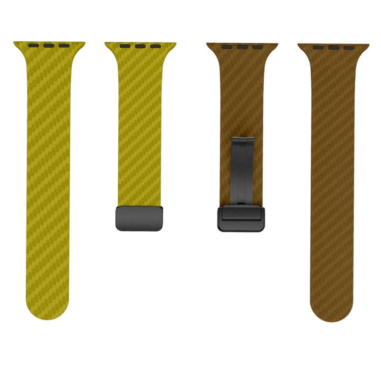 For Apple Watch Ultra 49mm Carbon Fiber Magnetic Black Buckle Watch Band(Olive Brown)