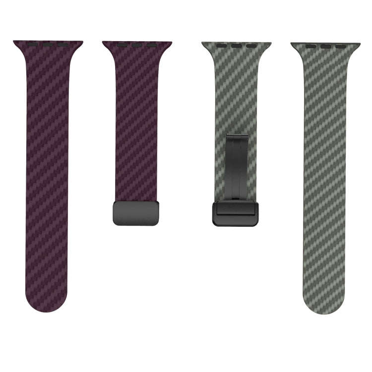 For Apple Watch SE 2022 40mm Carbon Fiber Magnetic Black Buckle Watch Band(Purple Green)
