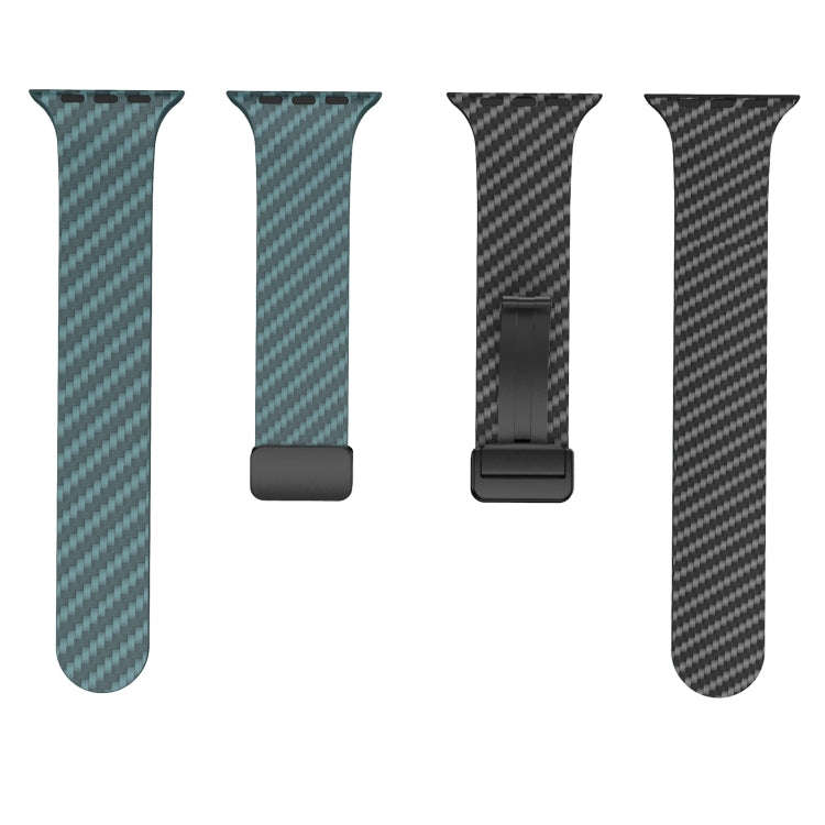 For Apple Watch SE 2022 40mm Carbon Fiber Magnetic Black Buckle Watch Band(Deep Green Black)