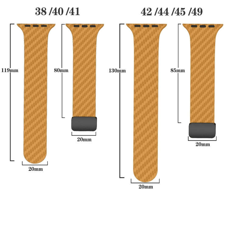 For Apple Watch Series 4 44mm Carbon Fiber Magnetic Black Buckle Watch Band(Light Brown Black)