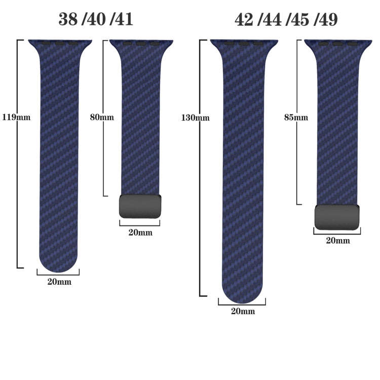 For Apple Watch Series 3 38mm Carbon Fiber Magnetic Black Buckle Watch Band(Royal Blue Light Blue)