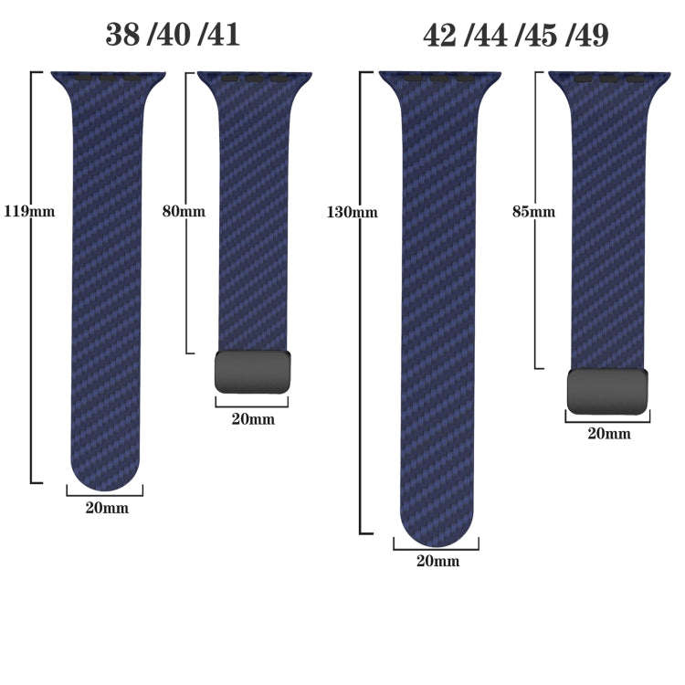 For Apple Watch Series 3 42mm Carbon Fiber Magnetic Black Buckle Watch Band(Royal Blue White)