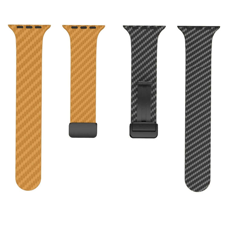 For Apple Watch Series 2 38mm Carbon Fiber Magnetic Black Buckle Watch Band(Light Brown Black)