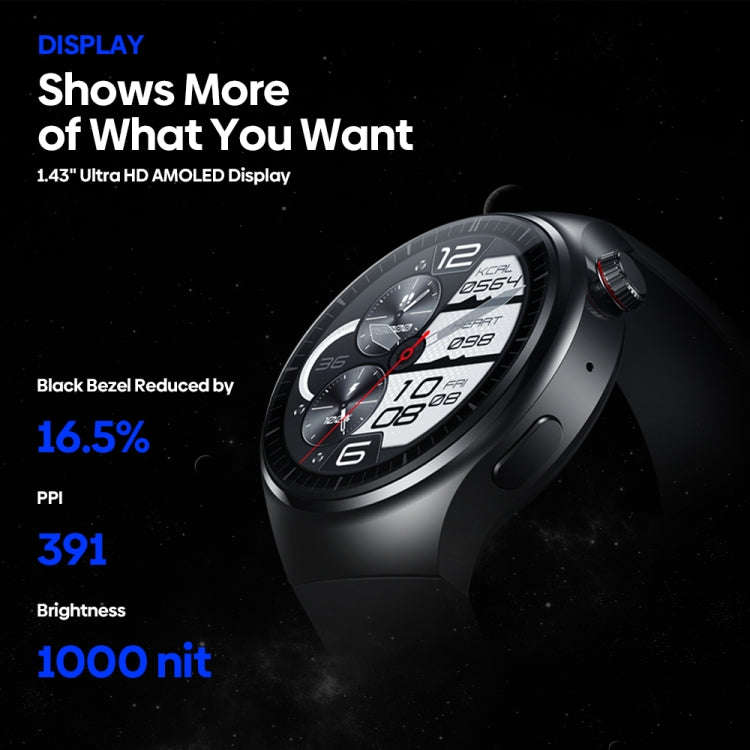 Zeblaze Thor Ultra 1.43 inch AMOLED Screen Android Smart Watch, Silicone Strap(Black)