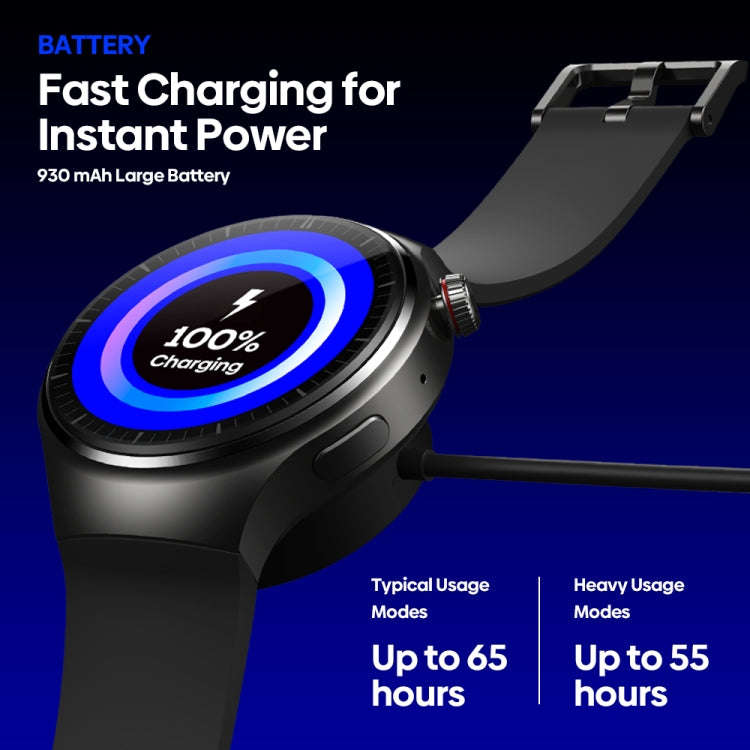 Zeblaze Thor Ultra 1.43 inch AMOLED Screen Android Smart Watch, Silicone Strap(Black)