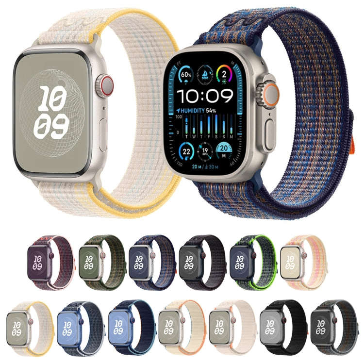 For Apple Watch Series 8 45mm Loop Nylon Watch Band(Midnight)