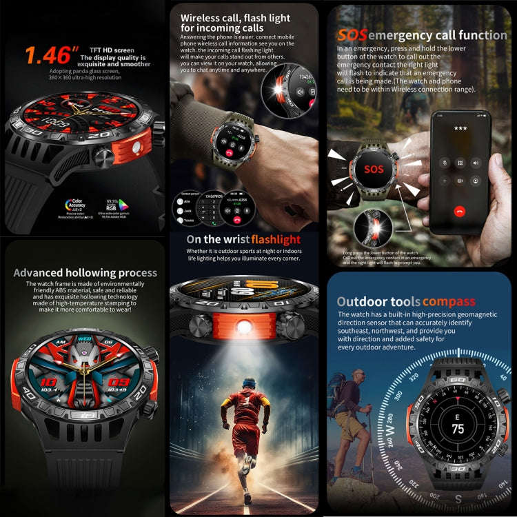 HT22 1.46 inch Smart Sport Watch, Support Bluetooth Call / Sleep / Heart Rate / Blood Pressure He...