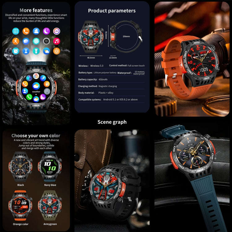 HT22 1.46 inch Smart Sport Watch, Support Bluetooth Call / Sleep / Heart Rate / Blood Pressure He...
