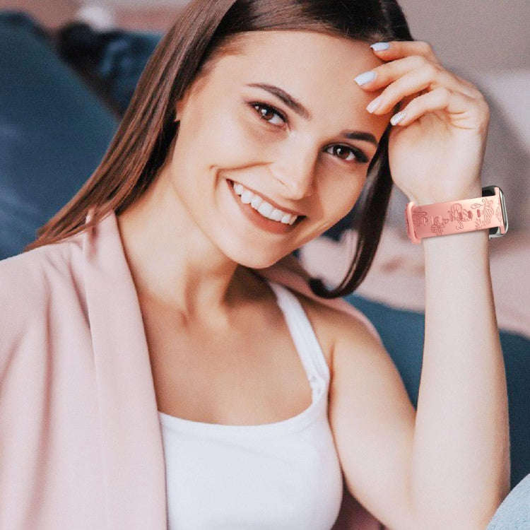 For Apple Watch Series 9 41mm Butterfly Flower Embossed Silicone Watch Band(Retro Rose)