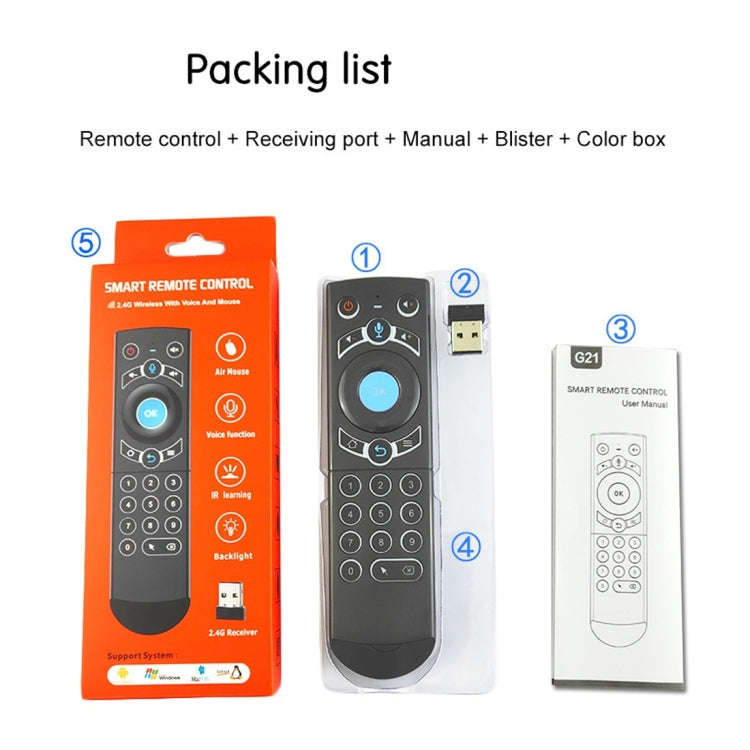 G21 2.4GHz Fly Air Mouse LED Backlight Wireless Keyboard Remote Control with Gyroscope for Androi...