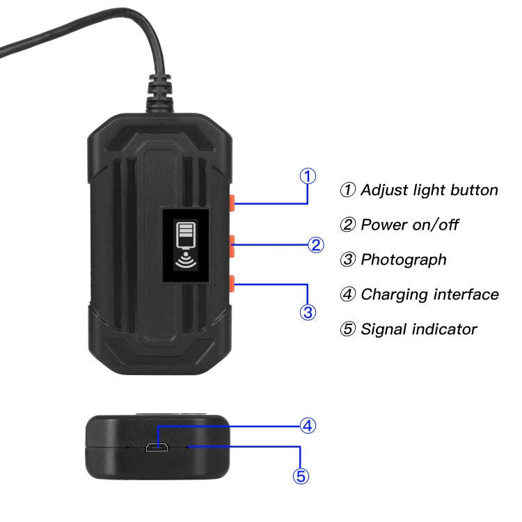 F240 3.9mm HD 1080P IP67 Waterproof WiFi Direct Connection Digital Endoscope, Cable Length:2m(Black)