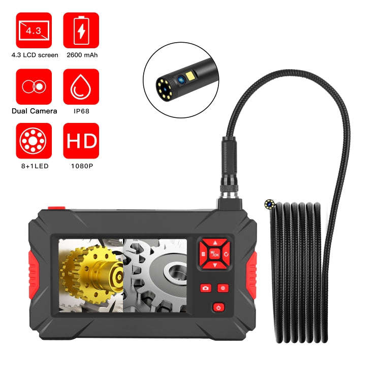 P30 8mm 1080P IP68 Waterproof 4.3 inch Screen Dual Camera Digital Endoscope, Length:1m Snake Tube...