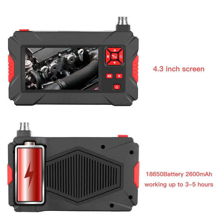 P30 8mm 1080P IP68 Waterproof 4.3 inch Screen Dual Camera Digital Endoscope, Length:1m Snake Tube...
