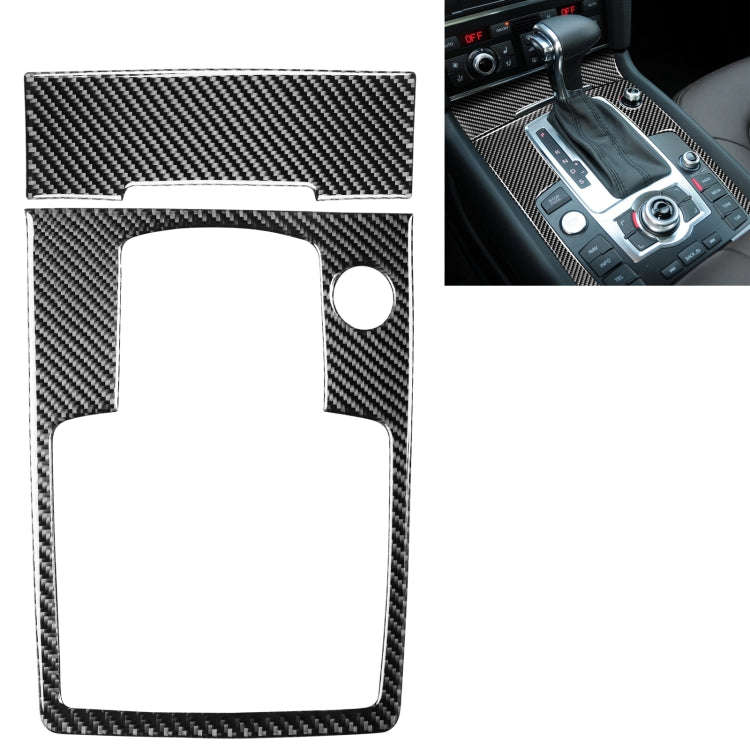 2 in 1 Car Carbon Fiber Gear Panel + Cigarette Lighter Decorative Sticker for Audi Q7 2008-2015, ...