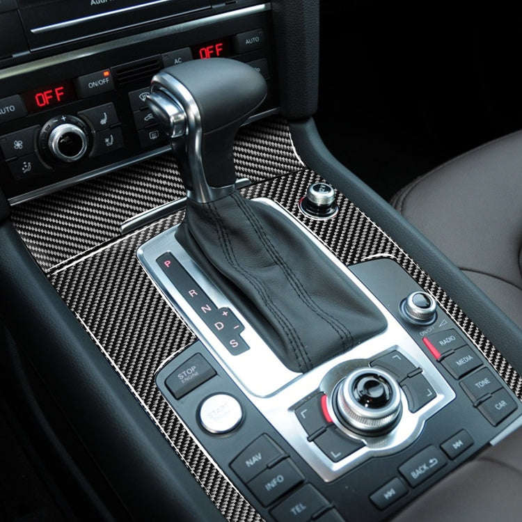 2 in 1 Car Carbon Fiber Gear Panel + Cigarette Lighter Decorative Sticker for Audi Q7 2008-2015, ...