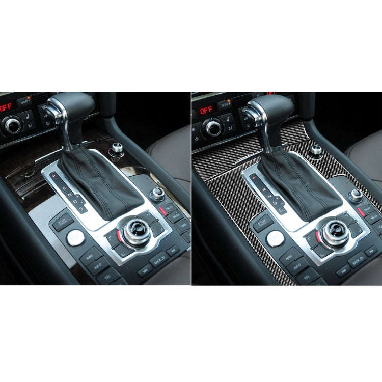 2 in 1 Car Carbon Fiber Gear Panel + Cigarette Lighter Decorative Sticker for Audi Q7 2008-2015, ...