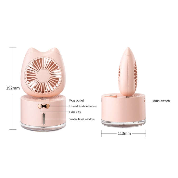 BD-MM1 Cat Shape Household Desktop Rechargeable Spray Humidifier Fan (Pink)
