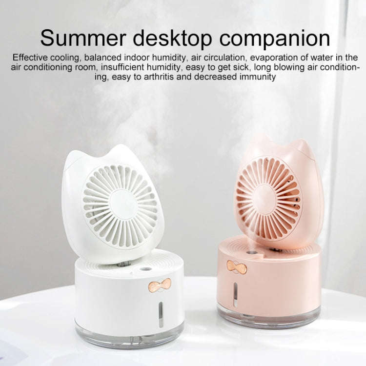 BD-MM1 Cat Shape Household Desktop Rechargeable Spray Humidifier Fan (Pink)