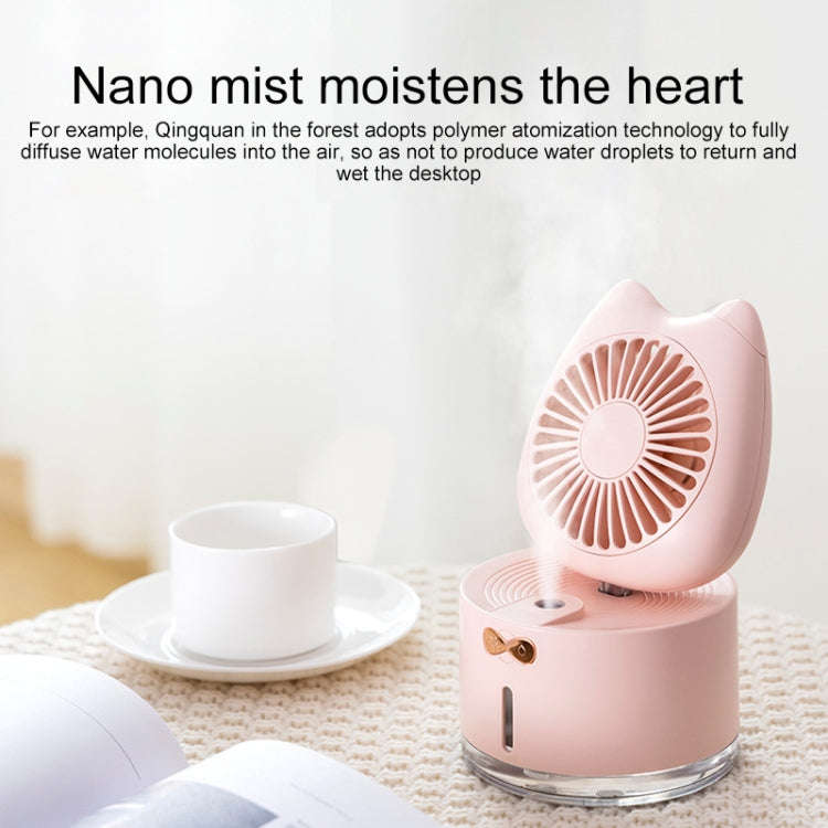 BD-MM1 Cat Shape Household Desktop Rechargeable Spray Humidifier Fan (Pink)
