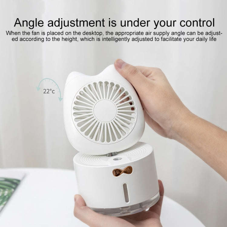 BD-MM1 Cat Shape Household Desktop Rechargeable Spray Humidifier Fan (Pink)
