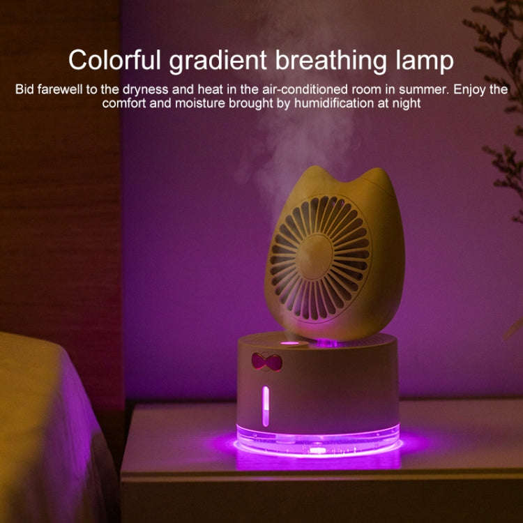 BD-MM1 Cat Shape Household Desktop Rechargeable Spray Humidifier Fan (Pink)