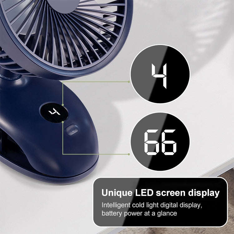 F601 Multifunctional Clip-on Electric Fan with LED Display (Blue)