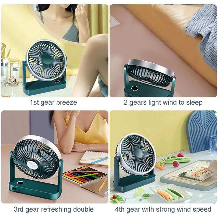 F701 Desktop Electric Fan with LED Display (Green)