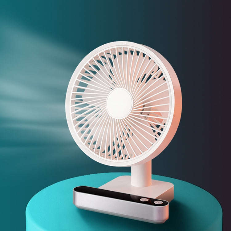 F702 Automatic Shaking Desktop Electric Fan with LED Display (White)