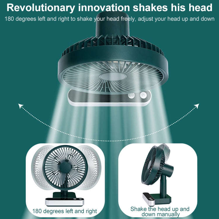F702 Automatic Shaking Desktop Electric Fan with LED Display (Green)