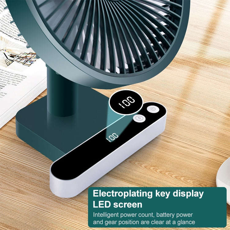 F702 Automatic Shaking Desktop Electric Fan with LED Display (White)