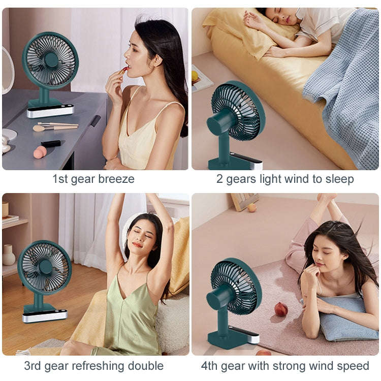 F702 Automatic Shaking Desktop Electric Fan with LED Display (Green)