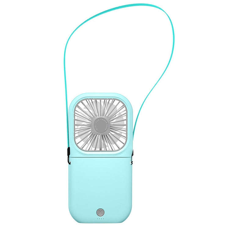 F20 Electroplating Handheld Fan Portable Desktop Folding Mute USB Hanging Neck Fan (Blue)