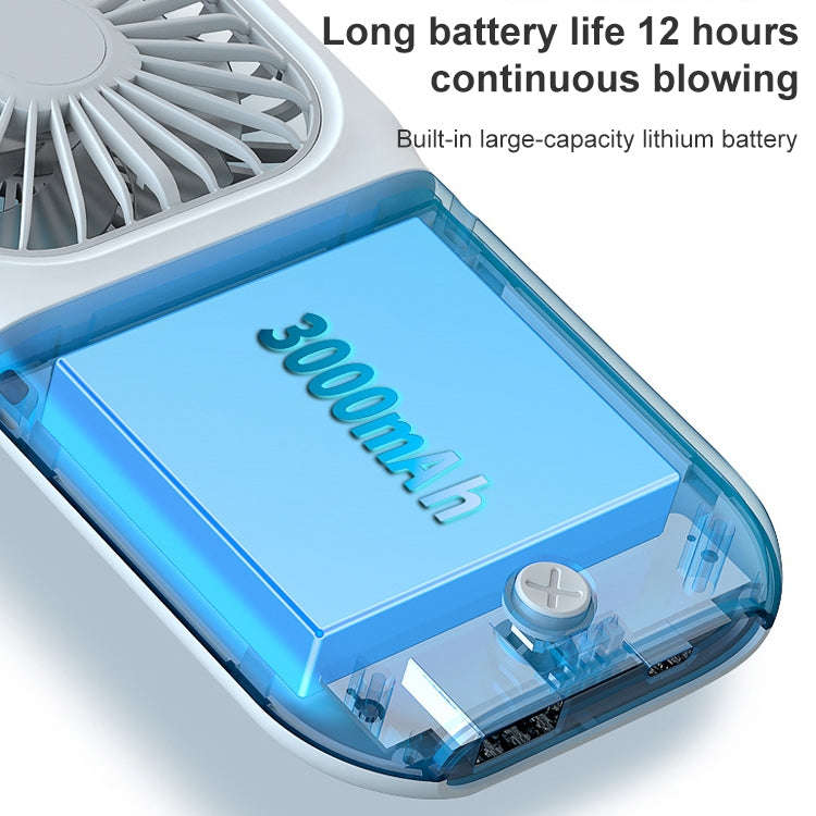 F20 Electroplating Handheld Fan Portable Desktop Folding Mute USB Hanging Neck Fan (Blue)