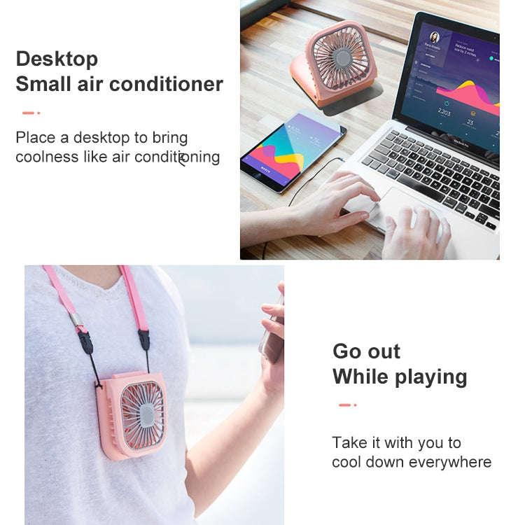 F20 Electroplating Handheld Fan Portable Desktop Folding Mute USB Hanging Neck Fan (Pink)