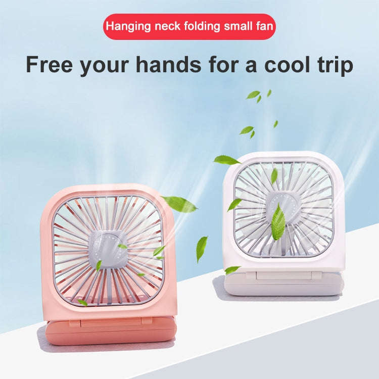 F20 Electroplating Handheld Fan Portable Desktop Folding Mute USB Hanging Neck Fan (Blue)