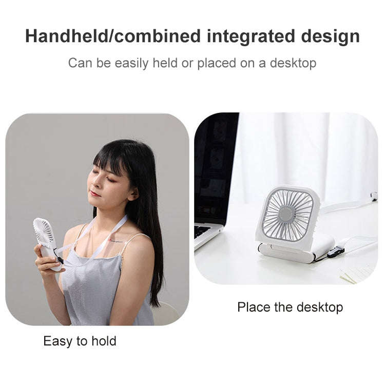 F20 Electroplating Handheld Fan Portable Desktop Folding Mute USB Hanging Neck Fan (Blue)