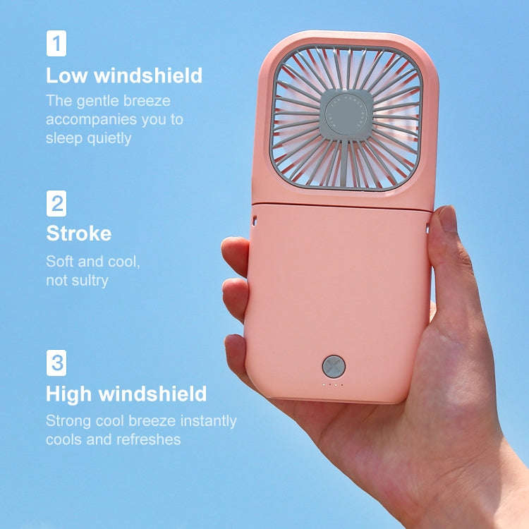 F20 Electroplating Handheld Fan Portable Desktop Folding Mute USB Hanging Neck Fan (Blue)