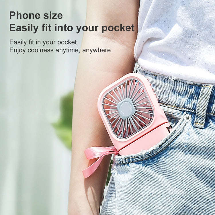 F20 Electroplating Handheld Fan Portable Desktop Folding Mute USB Hanging Neck Fan (Blue)