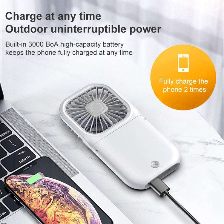 F20 Electroplating Handheld Fan Portable Desktop Folding Mute USB Hanging Neck Fan (Blue)