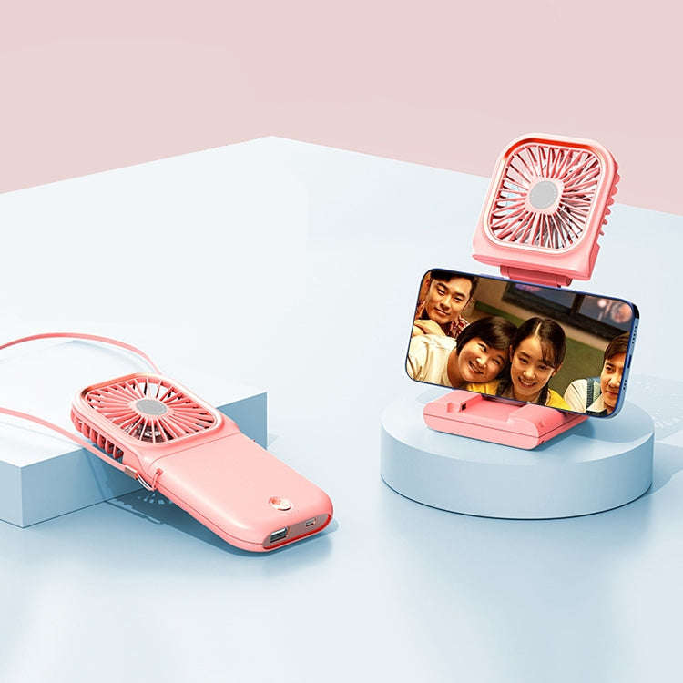 F30 Electroplating Handheld Fan Portable Desktop Folding Mute USB Hanging Neck Fan, Upgraded Vers...