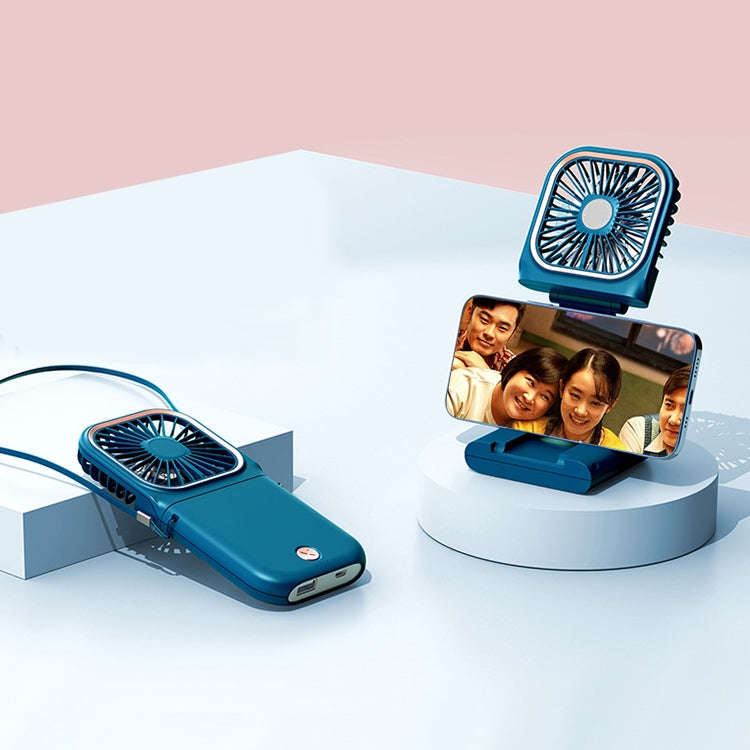 F30 Electroplating Handheld Fan Portable Desktop Folding Mute USB Hanging Neck Fan, Upgraded Vers...