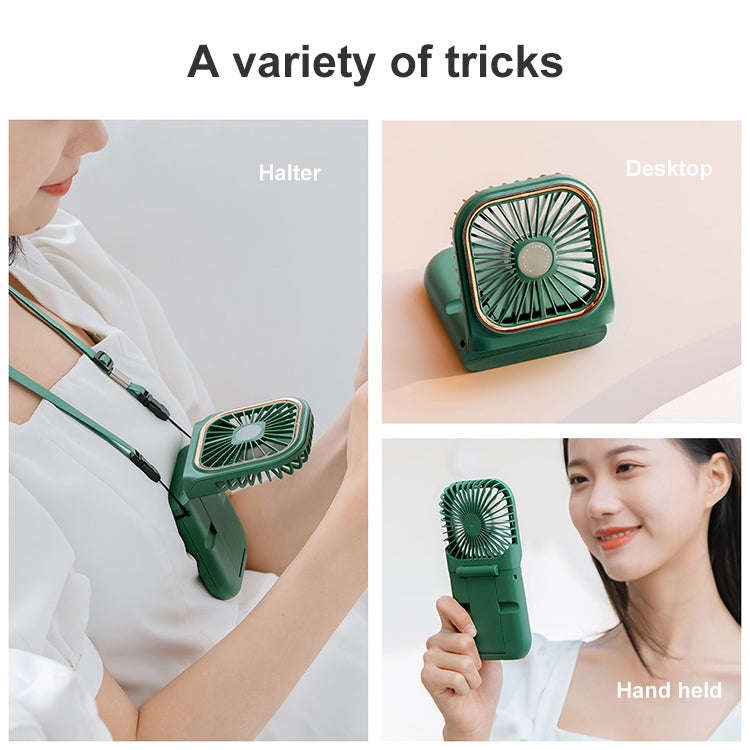 F30 Electroplating Handheld Fan Portable Desktop Folding Mute USB Hanging Neck Fan, Upgraded Vers...