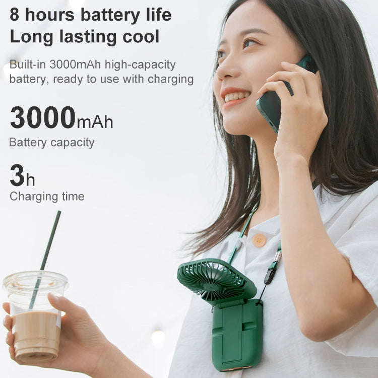F30 Electroplating Handheld Fan Portable Desktop Folding Mute USB Hanging Neck Fan, Upgraded Vers...